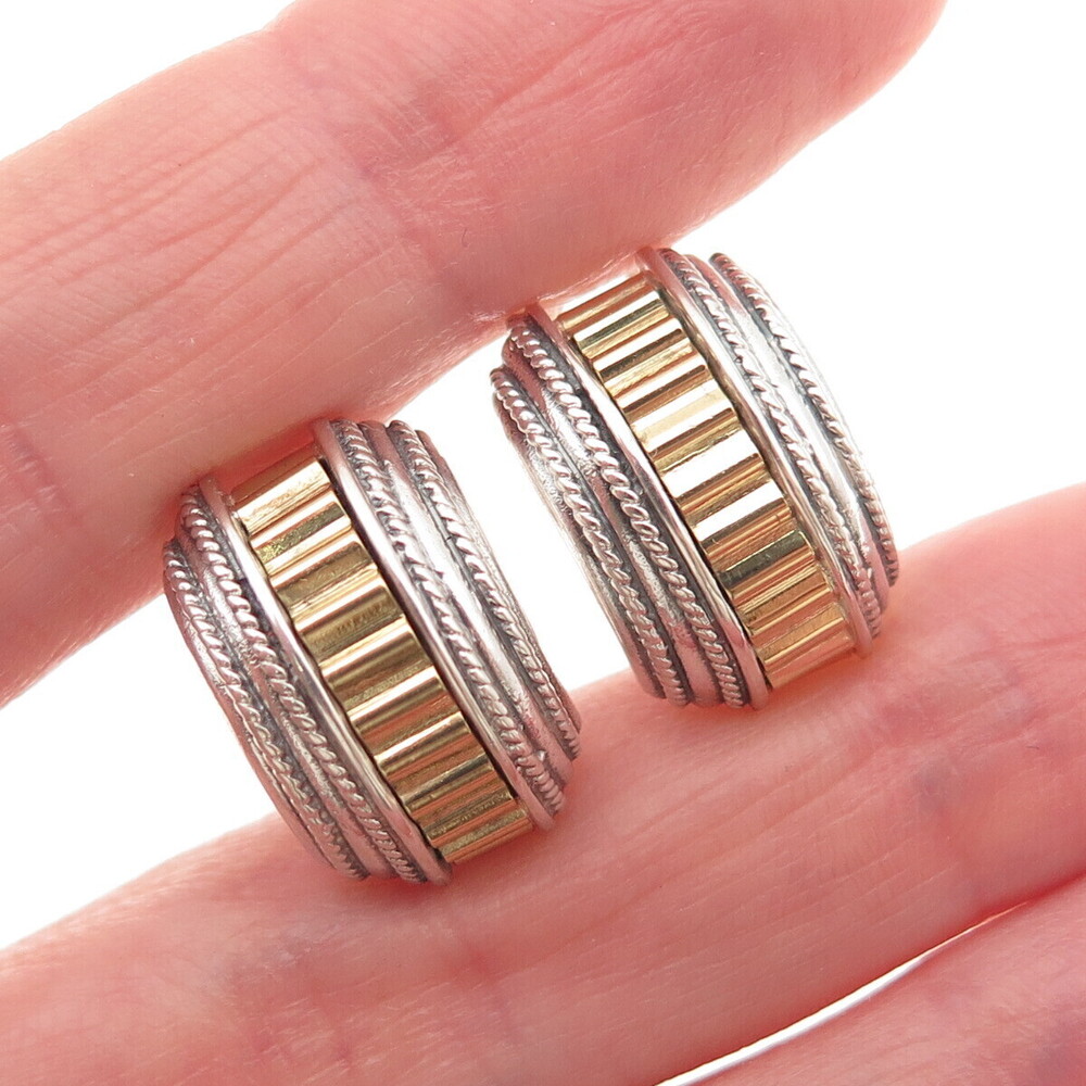 SDG Soli Deo Gloria 925 Sterling Silver 18K Gold Vintage Omega Back Earrings